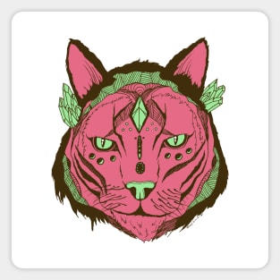 Pink Mint Mystical Tribal Cat Magnet